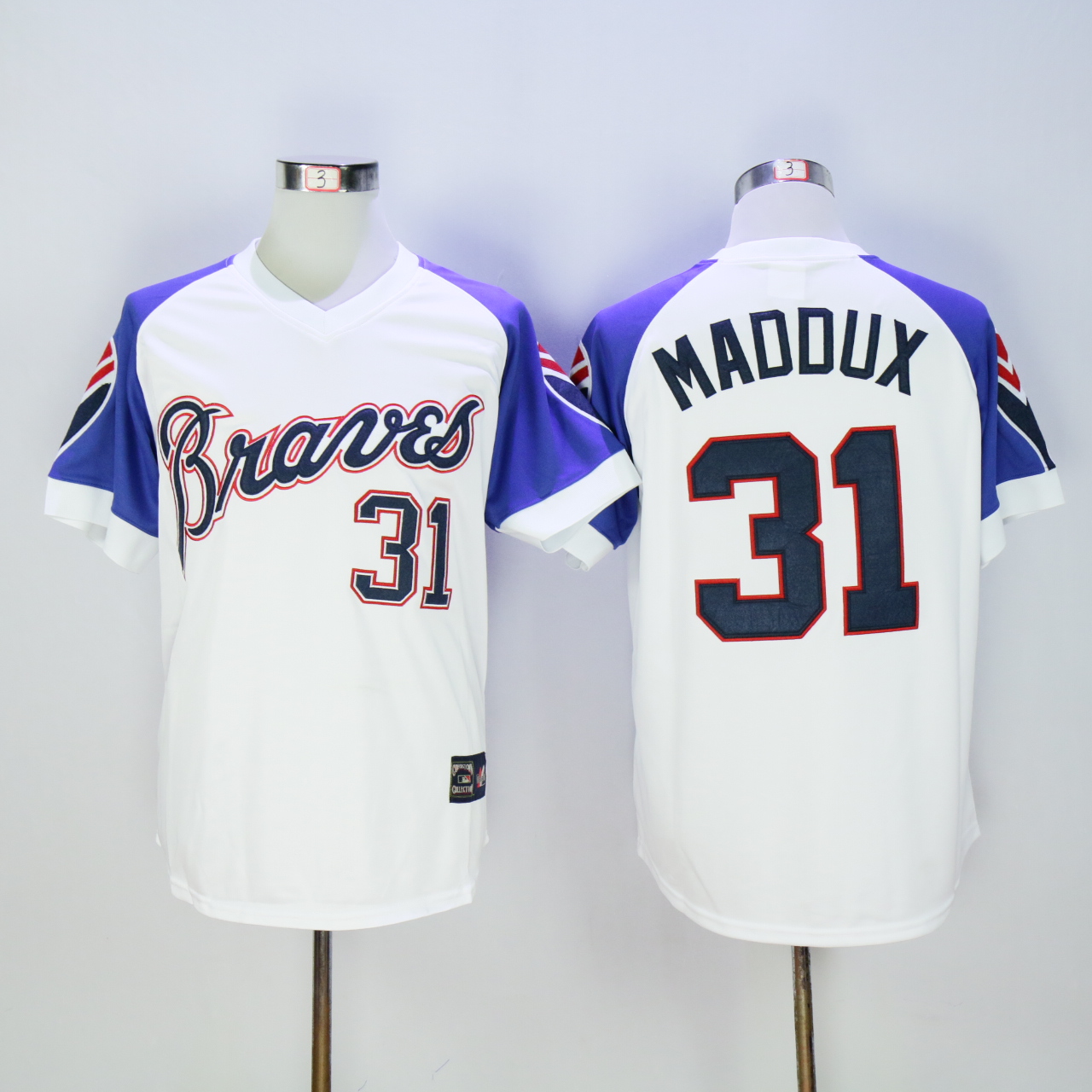 Men Atlanta Braves 31 Maddux White Throwback 1973 MLB Jerseys